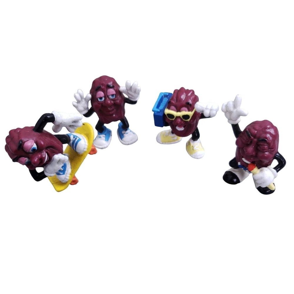 Vintage California Raisins Figures Lot 4 Skateboard Boombox Singer 80s PVC Toys